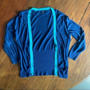APT. 9 Navy and Teal 3/4 Sleeve Cardigan